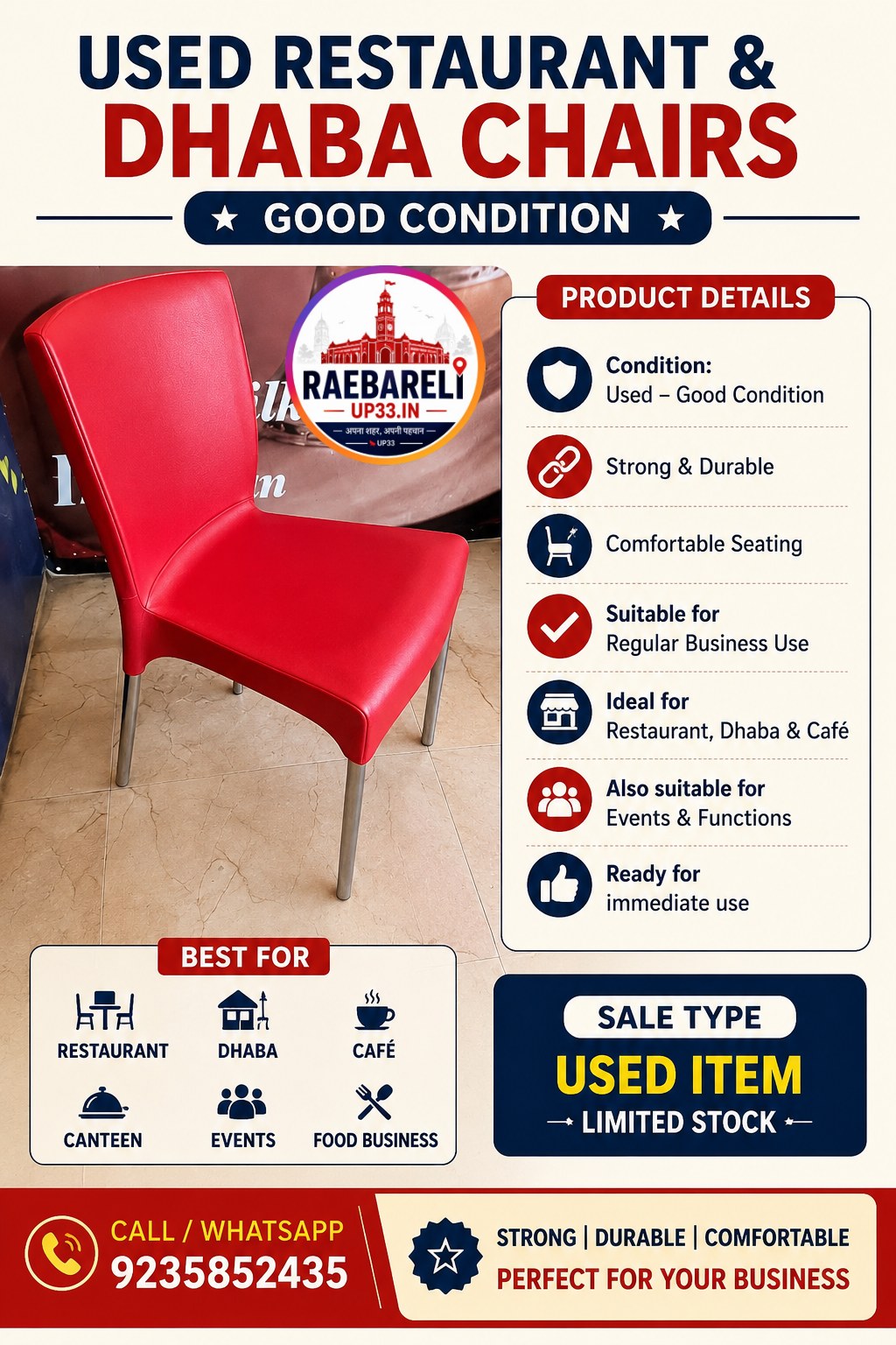 Used Restaurant & Dhaba Chairs – Good Condition