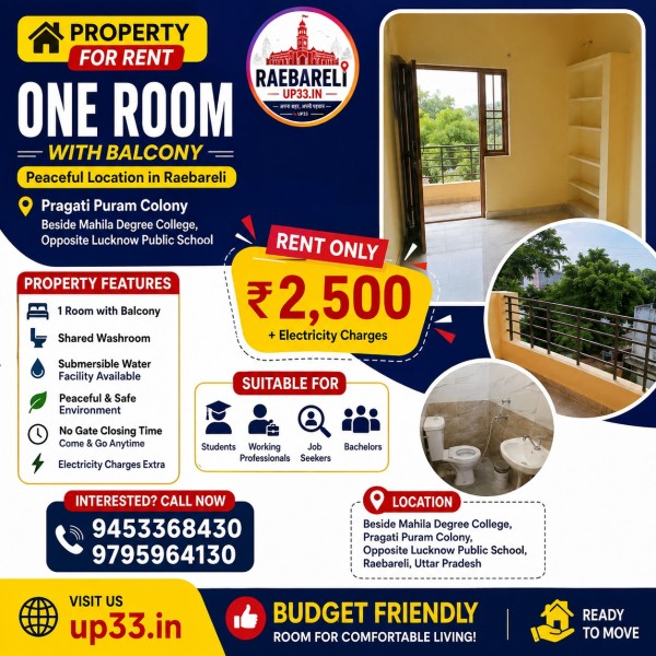 Property for Rent in Raebareli – Single Room Available | Pragati Puram Colony